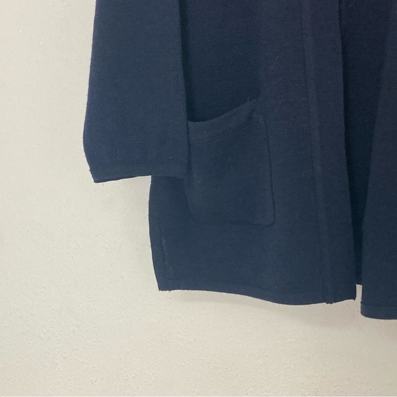 Valerie Stevens PetitesnOpen Front Cardigan Sweater Jacket Black Merino Wool - Picture 5 of 13